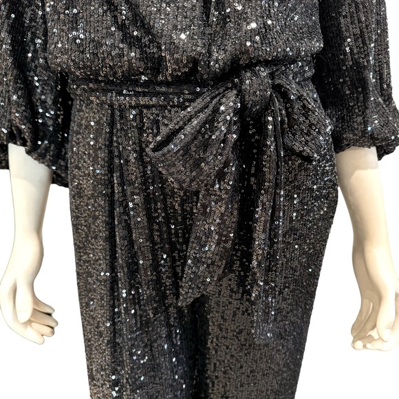 New Vince Camuto Black Sequined Wide Leg Jumpsuit - Picture 4 of 15
